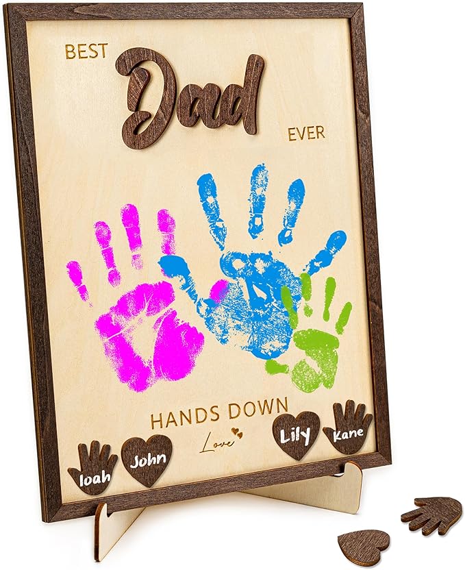 10" Gifts for Dad from Kids Custom fathers day Best Dad Ever gifts Hands down sign - Personalized Fathers Day Dads Gift from kids daughter son, First fathers day Daddy gift for new dad / Birthday