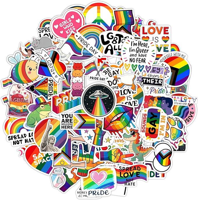 100Pcs Pride Stickers Bulk for Water Bottle - LGBTQ Stickers for Laptop, Phonecase - Pride Party Supplies - Gifts for Women & Men