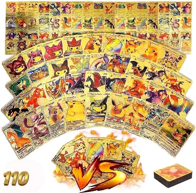 110PCS Gold Rare Cards Packs, Golden Foil Card for Kids, Collectors & Fans | For Kids, For Collectors, For Fans, Golden Foil Cards