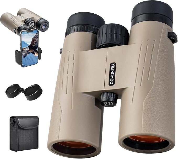 12x42 HD Binoculars for Adults High Powered Binoculars with Upgraded Phone Adapter Compact Binocular with Low Light Night Vision for Bird Watching Hunting Outdoor Sports Concerts Mud