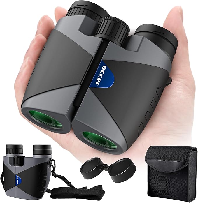 15x30 Compact Binoculars for Adults and Kids - Occer Large View High Powered Binoculars for Bird Watching Concerts - Lightweight Easy Focus Binocular with Low Light Vision Gifts for Men - Black