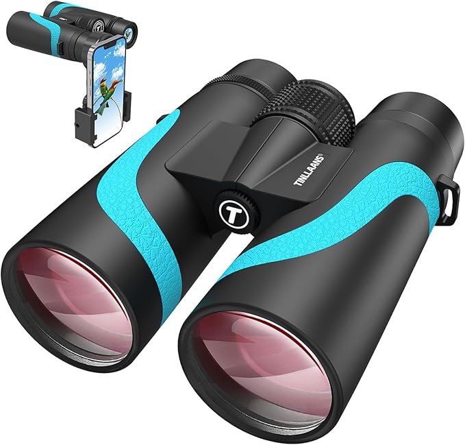 15x55 UHD Binoculars for Adults High Powered with Phone Adapter - Large View, BAK4 Prism, Waterproof, Lightweight for Bird Watching, Hunting, Cruise, Travel, Camping (Blue)