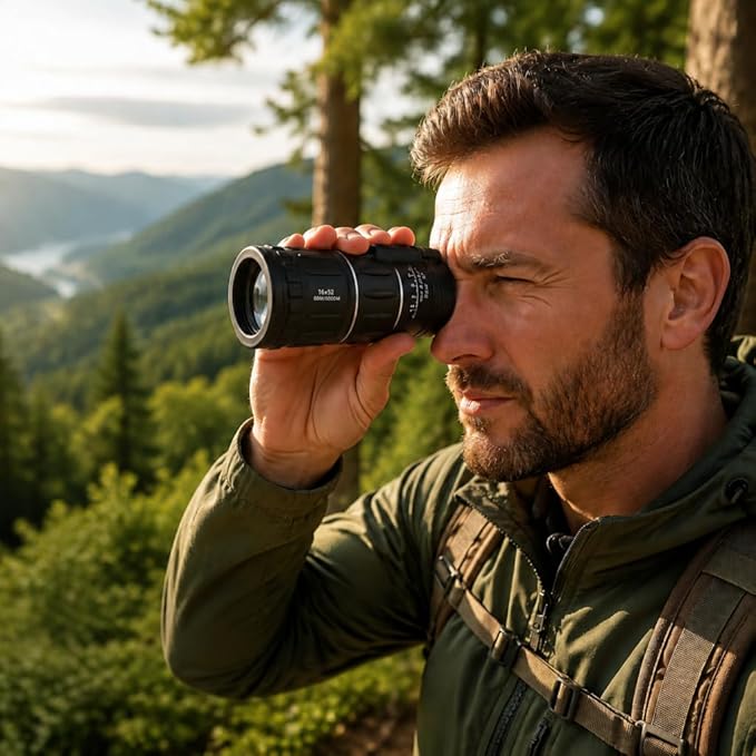16X52 High Magnification Monocular Telescope, Cool Gadget Birthday Gift for Men, Hiking Hunting Camping Travel Lightweight Outdoor