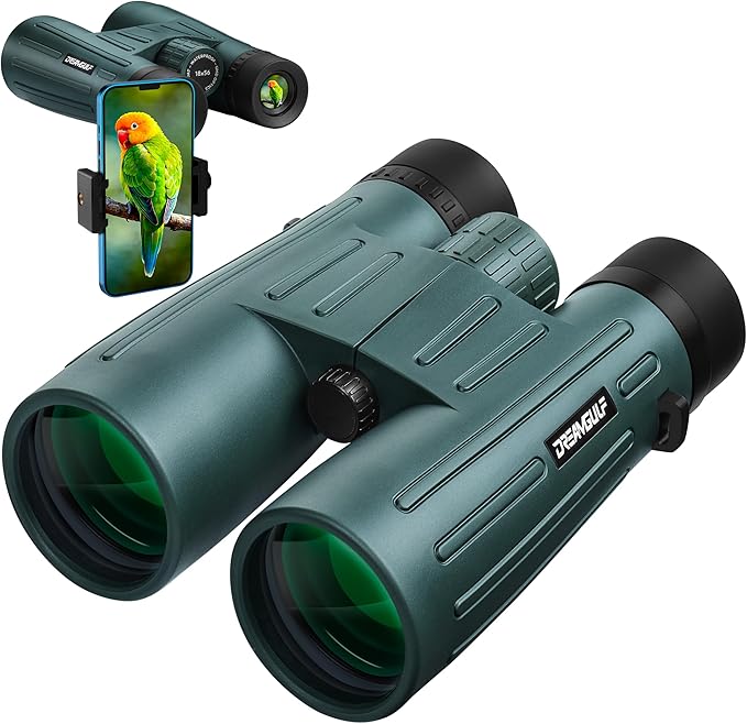 18x56 UHD Binoculars for Adults High Powered with Upgraded Phone Adapter, Wide Field of View Binoculars with Clear Low Light Vision, Lightweight Waterproof Binocular for Bird Watching Travel Cruise