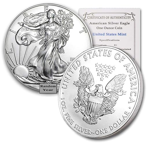 1986-2021 (Random Year) 1 oz American Silver Eagle Coin (Type 1) Brilliant Uncirculated with Certificate of Authenticity $1 Seller BU