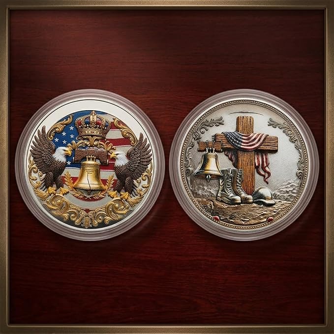 2-Pack 250th Anniversary American Commemorative Coins, 3D Relief Double-Sided Colorized for Collectors & History Enthusiasts