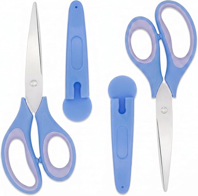 2-Pack 6.3-inch Blue Comfort Grip Scissors for Office, Crafts & School - Ultra Sharp Blades, Durable, Ideal for Kids & Adults Yard, Patio, Garden Cleaning