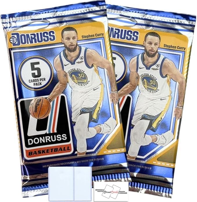 2-Pack LOT of 2024-25 Donruss Basketball Gravity Packs with 5 Trading Cards Per Pack (10 Total Cards) + 2 Toploaders + StreetCards Magnet!