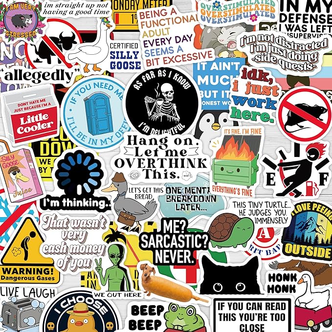 200 Pcs Funny Stickers for Adults (Dirty) by Puraesla - Meme Water Bottles Sticker Pack Waterproof Cool Accesory for Laptop, Hard Hats, Sarcastic, Scrapbooking Decals