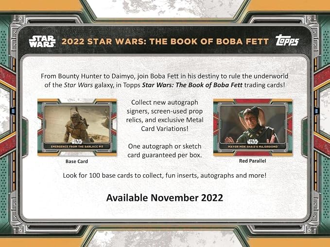 2022 Topps Star Wars Book of Boba Fett Hobby Box (7 Packs/8 Cards: 1 Auto or Sketch)