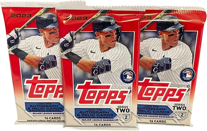 2023 Topps Series Two Baseball Trading Cards, 3 Packs, 16 Cards per Pack, 48 Cards Total
