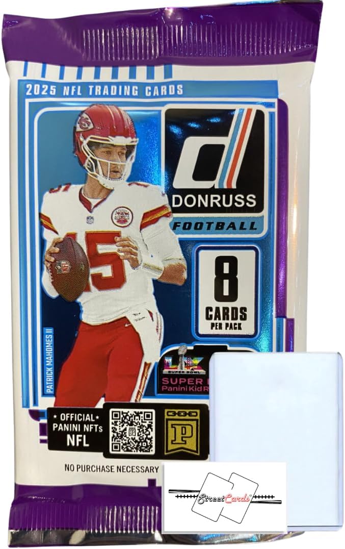 2025 Donruss Football NFL Retail Pack Trading Cards + Toploader and StreetCards Magnet! Look for Downtown!