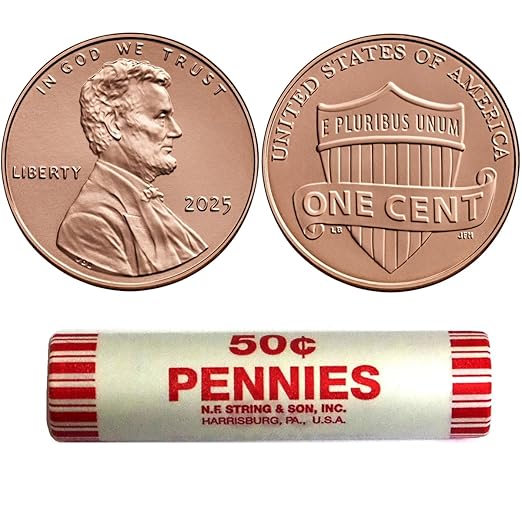 2025 P, D Cent Two Roll Set - 100 Coin Set of Union Shield Design Lincoln Uncirculated