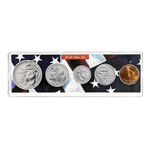 2026 D Birth Year Coin Set in American Flag Holder - Denver Mint (D) - Dual Dated Coins - Semiquincentennial Coin Collection SemiQ Uncirculated