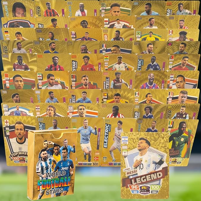 2026 Soccer Trading Cards | 55 Unique Collectible Cards per Box | Premium Paper, for Soccer Fans of All Ages, Ideal for Collecting & Trading (Non-Original) (Golden)