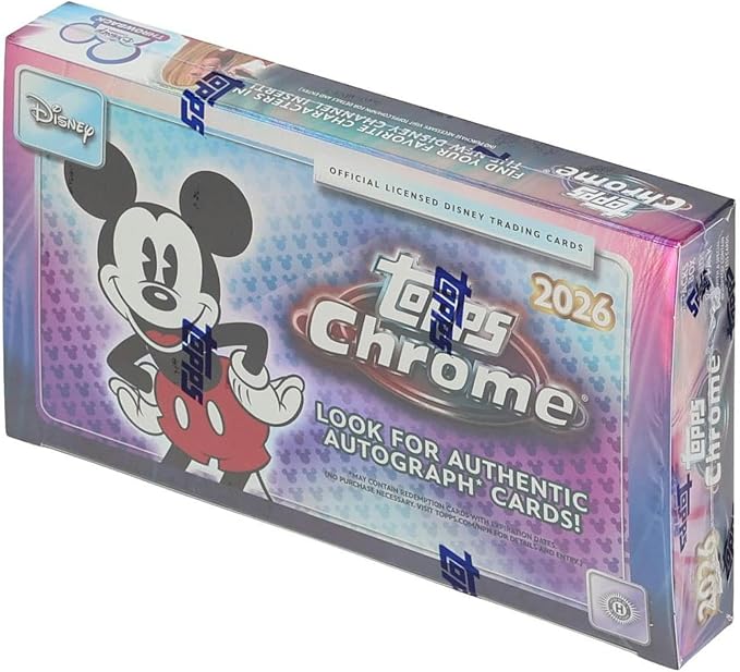 2026 Topps Disney Chrome Hobby Box | 200 Card Base Set, Authentic Autographs, Sketch Cards, Official Licensed, Chrome Finish