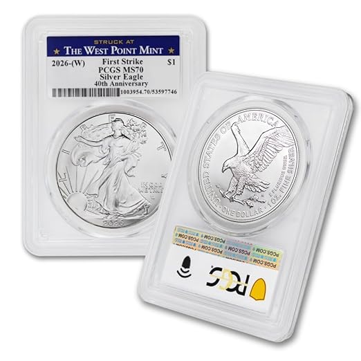 2026 (W) 1 oz American Silver Eagle Coin MS-70 (First Strike - 40th Anniversary - Struck at the West Point Mint) $1 PCGS MS70