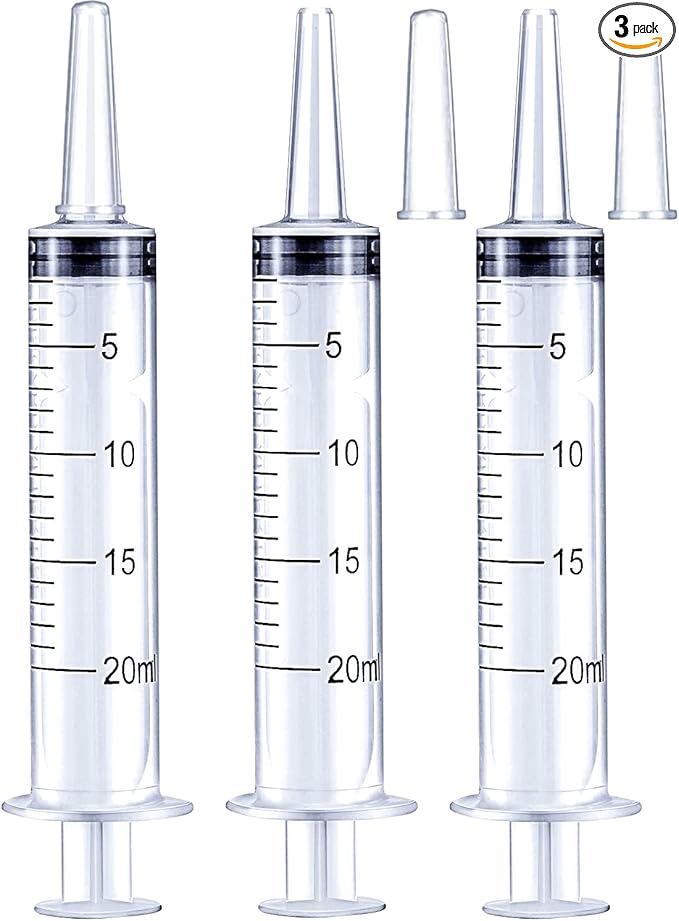 20ml Syringe for Liquid, Oral, Scientific Labs, Measurement, Dispensing, with Cap- 3 Pack 20ml Syringes