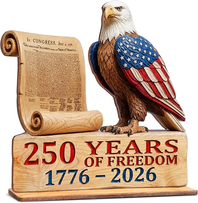 250 Anniversary Eagle Table Sign, USA 250th Anniversary Decorations, Wooden America Decorations, Patriotic Vintage Fourth of July Decor, USA 250th Anniversary Merchandise, 4th of July Gifts, USA 250th Birthday Gifts