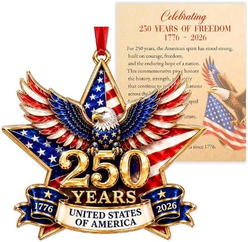 250 Anniversary Ornament 1776-2026, 2D Acrylic USA Merchandise, American Anniversary Christmas Ornament, Fourth of July Decorations, Patriotic Decor, 250 Years America Birthday Gifts
