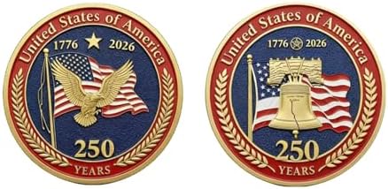 250th Anniversary Challenge Coin - 1.77 Inch Gold Plated Commemorative Coin, Durable Zinc Alloy Collectible Coin for Display, Collectors & Gift Idea (1PCS) (6)