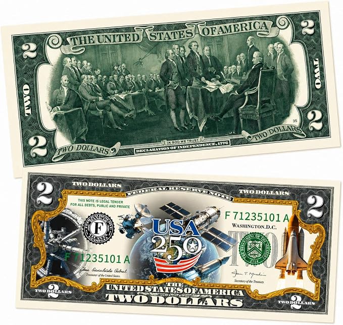250th Anniversary Collectible 2 Dollar Bill - Independence Day 250 Anniversary $2 Bill Uncirculated Commemorative Coin Collectibles Replica