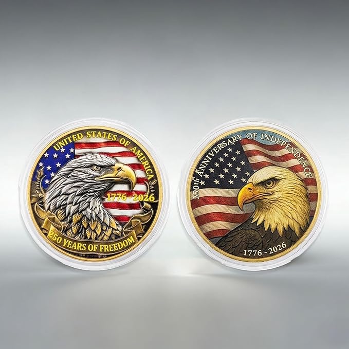 250th Anniversary Commemorative Coin 3D Relief Double-Sided Set of 2, Collectible for Collectors and History Enthusiasts