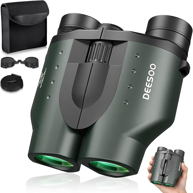 25x32 Compact Binoculars for Adults Kids - High Powered Lightweight Small Porro Binoculars with BAK4 Prism FMC Lens - Clear Vision for Bird Watching Cruise Ship Travel Hunting Sports (Green)