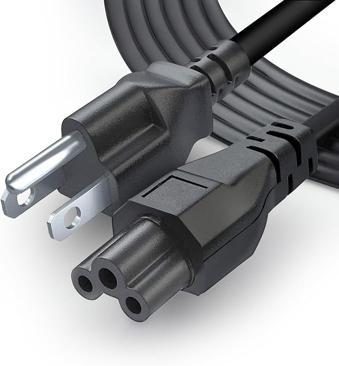 3 Prong AC Laptop Power Cord 5Ft Universal Power Cable | 125V | for Dell HP LG Lenovo Asus Acer Toshiba Sony Laptops/Notebooks, Monitors, Printers, Scanners NEMA 5-15P to C5 Power Cable