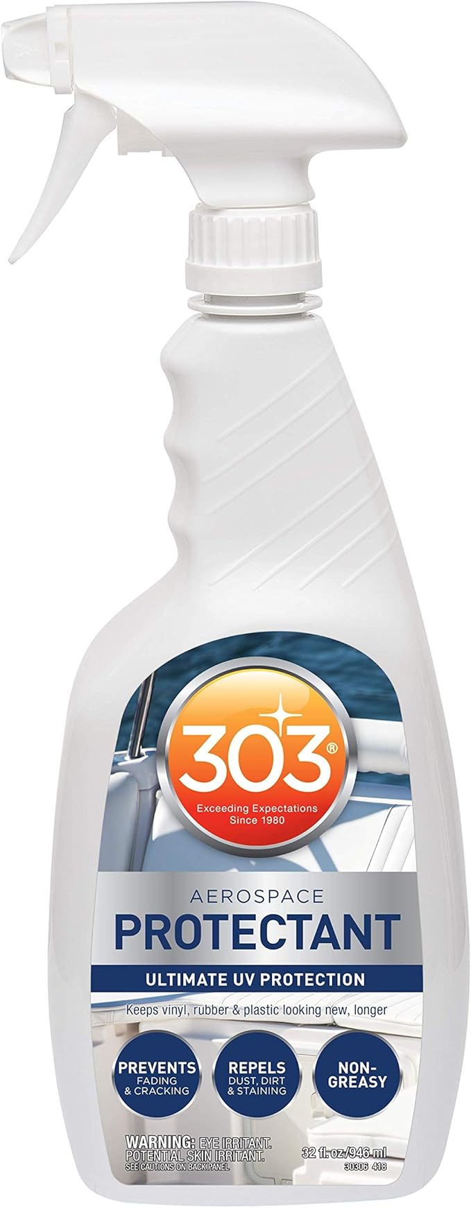 303 Products Marine Aerospace Protectant Spray, UV Protection for Boat Vinyl & Surfaces – Repels Dust, Dirt & Staining, Matte Finish, Restores Like-New Appearance, 32 oz