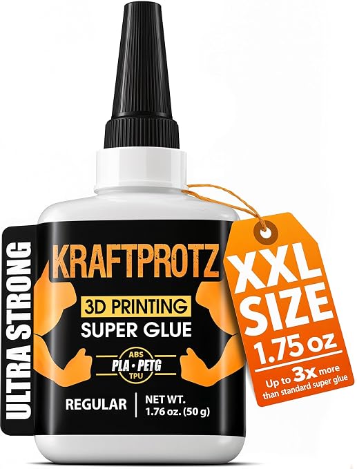 3D Printer Super Glue Thin for PLA, ABS, PETG, TPU & Nylon – 1.76 oz XXL – Capillary Action, Ultra Fast-Drying & Clear – Perfect for Resin, RC Parts, Cracks & Fine Detail Fixes