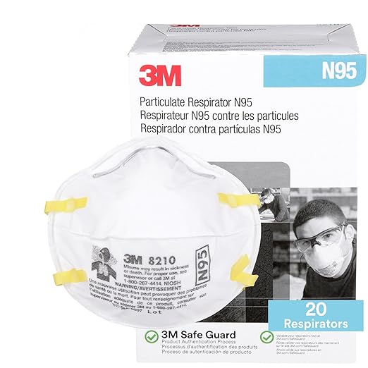 3M 8210 Particulate Respirator, N95, Pack of 20 Disposable Respirators, NIOSH APPROVED, Two-Strap Cup Style Design, Lightweight with Cushioning Nose Foam