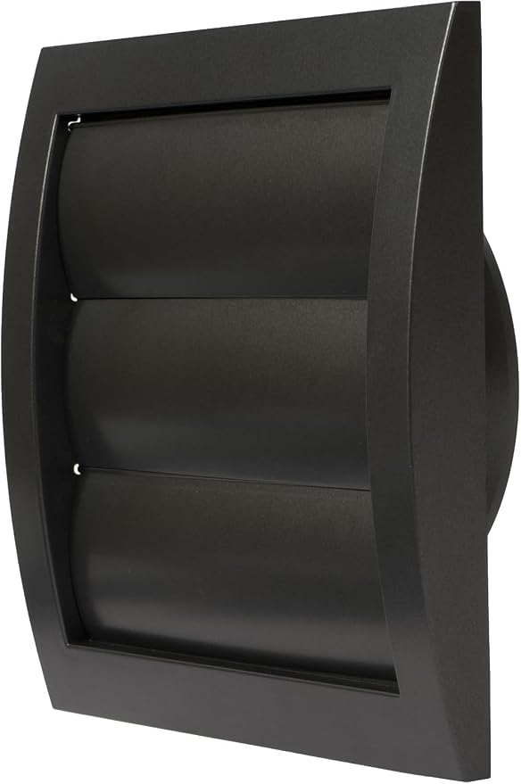 4" Inch Anthracite Gravity HVAC Louver Vent Cover – Modern Dark Gray ABS Plastic Exterior Wall Vent – Backdraft Damper with Protective Mesh Screen – Lüft-00001-A