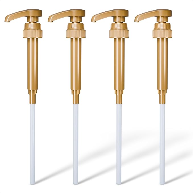 4 Pcs Coffee Syrup Pump Dispenser - Compatible with Torani and Skinny 25.4 oz (750ml) Glass Syrup Bottles - Coffee Bar Accessories, Dirty Soda Bar & Lemonade Stand Supplies | Precise 0.3oz Dispensing