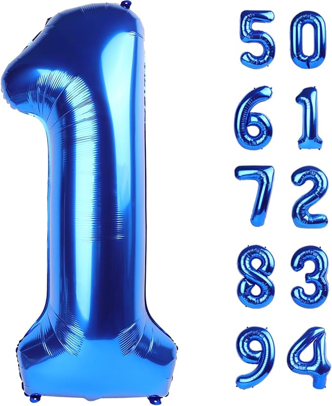 40 Inch Navy Blue 1 Balloon for First Birthday, Blue One 1st Number Balloon Birthday Decorations, 10th 21st, Giant Number 1 Balloon