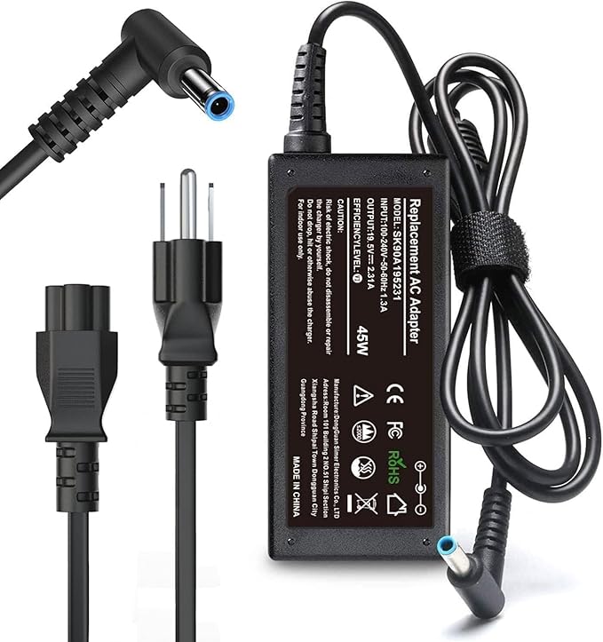 45W Laptop Charger for HP Laptop Computer,19.5V 2.31A Smart Blue Tip Power Adapter for HP Pavilion x360,Envy 11 13 15,EliteBook 840 G3 G5,Chromebook,Spectre,Stream 11 13 14 ProBook Notebook AC Adapter