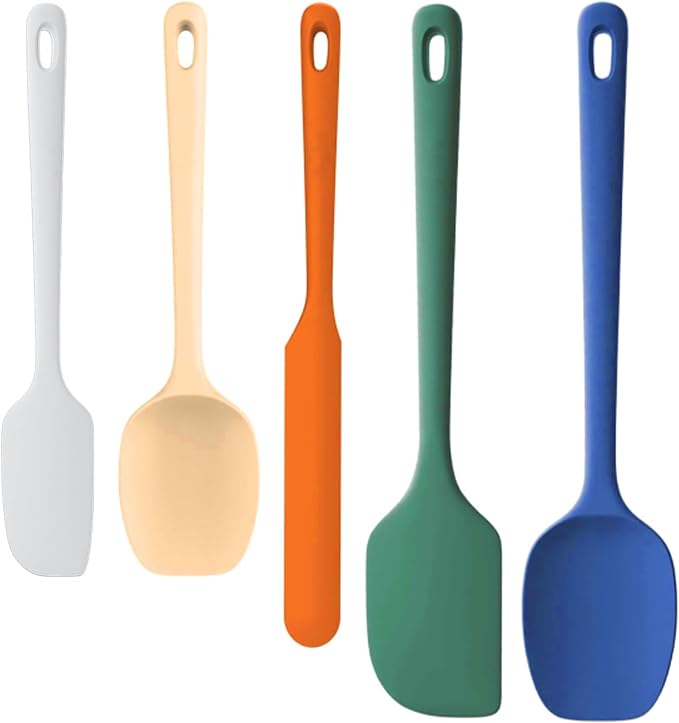5 Pieces Silicone Spatula Set, Food Grade, Cordless, Portable, Home, Blue
