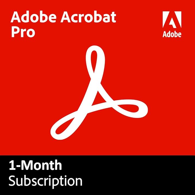 Acrobat Pro | 1-Month Subscription | PDF Software |Convert, Edit, E-Sign, Protect |Activation Required [PC/Mac Online Code]