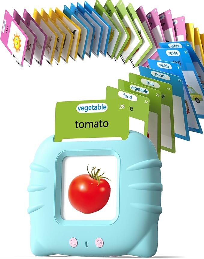 Airbition Talking Flash Cards for Toddlers 1 2 3 4 Year Olds, Montessori Language Learning Toys with 224 Words, Pocket Speech Therapy Toys, and Speech Development Educational Playthings for Children