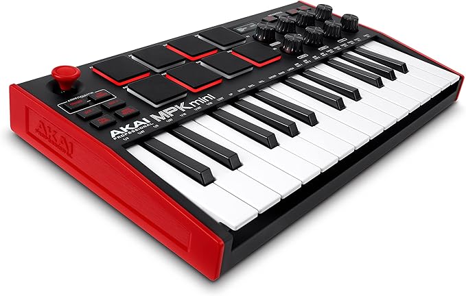 Akai Professional MPK Mini MK3-25 Key USB MIDI Keyboard Controller with 8 Backlit Drum Pads, 8 Knobs, Music Production Software and Native Instruments Sound Package (NKS Integration)