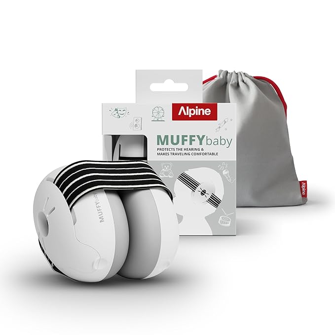 Alpine Muffy Baby Ear Protection for Babies and Toddlers up to 36 Months - CE & ANSI Certified - Noise Reduction Earmuffs - Comfortable Baby Headphones Against Hearing Damage & Improves Sleep - Black