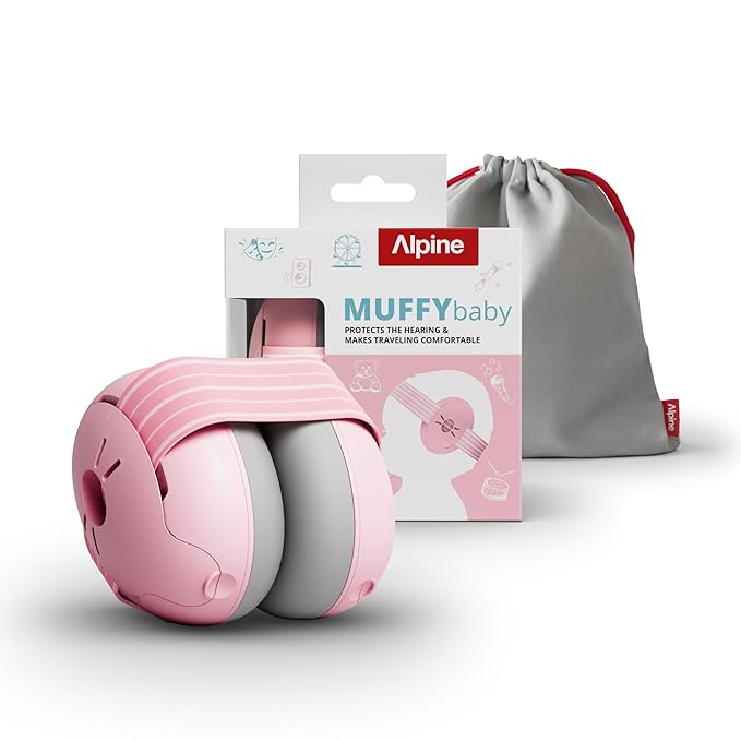 Alpine Muffy Baby Ear Protection for Babies and Toddlers up to 36 Months - CE & ANSI Certified - Noise Reduction Earmuffs - Comfortable Baby Headphones Against Hearing Damage & Improves Sleep - Blush
