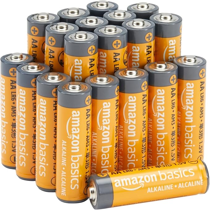 Amazon Basics 20-Pack AA Alkaline Batteries, 1.5 Volt, 10-Year Leak-Free Shelf Life, for Everyday and Household Devices