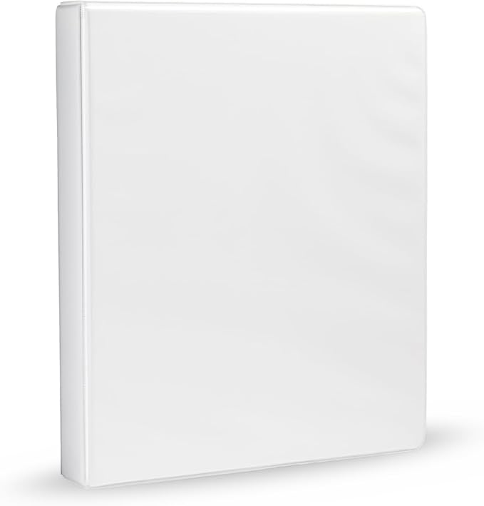 Amazon Basics 3-Ring Binder, 1-Inch, Customizable, with Pockets for Organization, White, 1-Pack