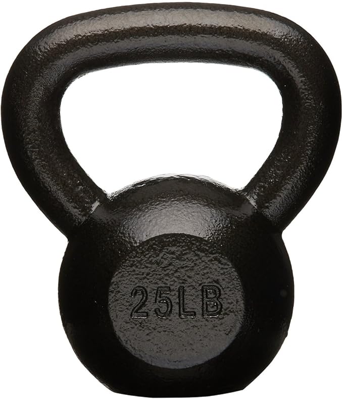 Amazon Basics Cast Iron Kettlebell for Strength Training, Textured Wide Handle, Black
