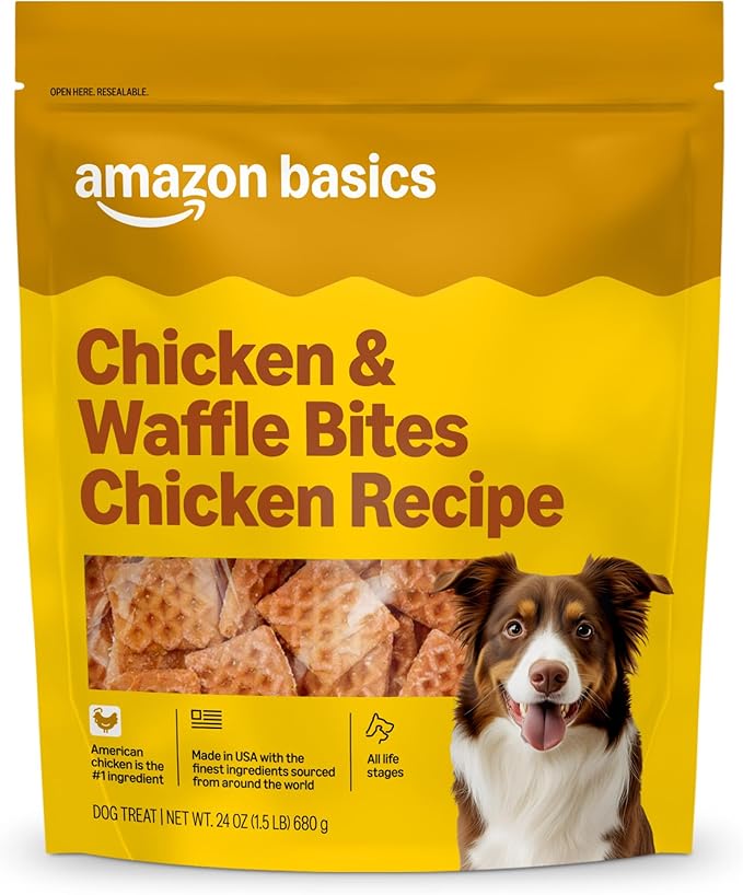Amazon Basics Dog Treats Chicken and Waffle Bites 24oz (Previously Wag)
