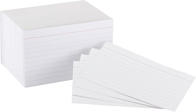 Amazon Basics Heavy Weight Ruled Index Cards for Studying and Note Taking, White, 3" x 5", 300 Count (Pack of 3)
