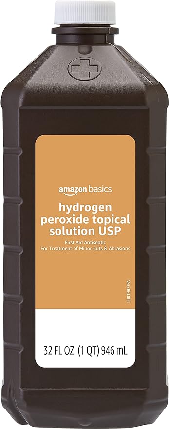 Amazon Basics Hydrogen Peroxide Topical Solution USP, First Aid Antiseptic for Cuts, Scrapes and Wound Disinfection, 32 fl oz, 1-Pack