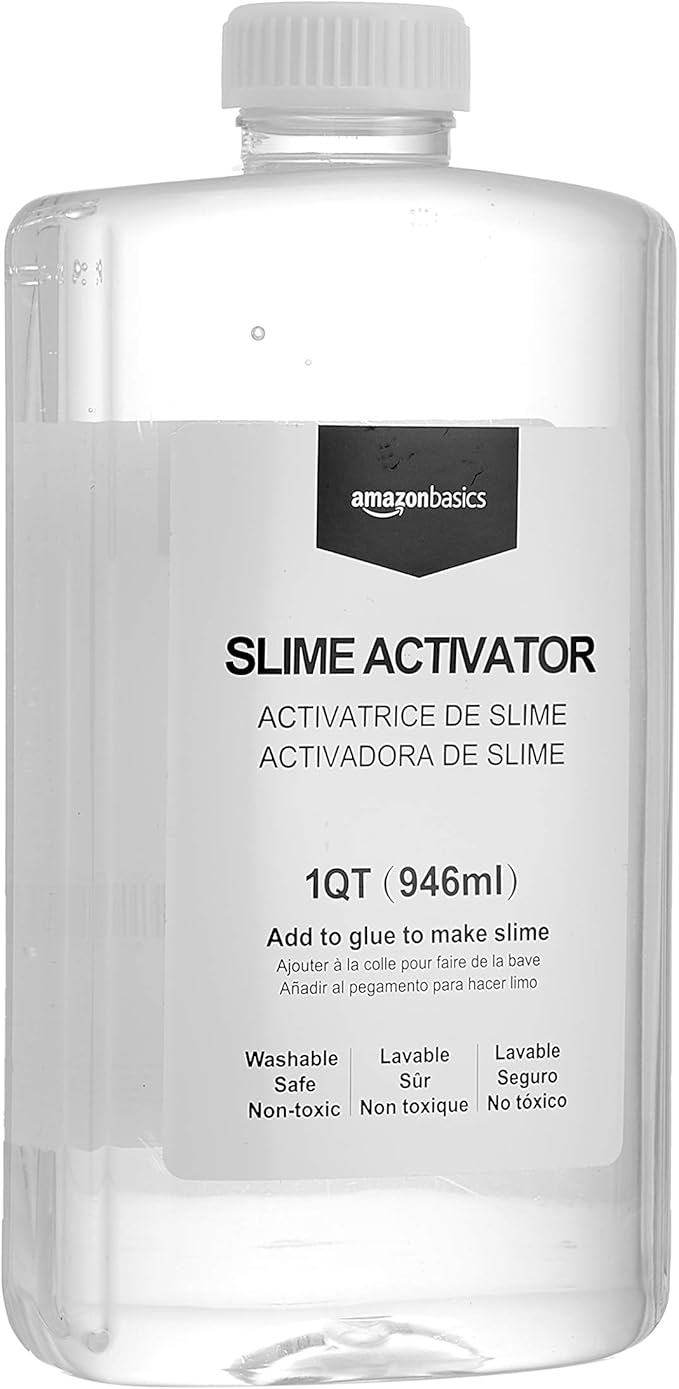 Amazon Basics Slime Activator Solution 1 QT (946ml), Easy to Use, Washable, Clear, Stretchy, Mess-Free