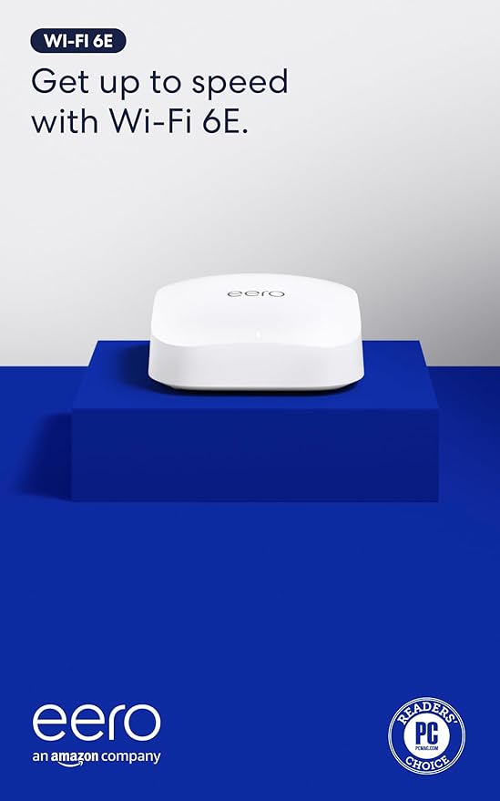 Amazon eero Pro 6E mesh wifi router - Supports internet plans up to 2.5 Gbps, Coverage up to 2,000 sq. ft., Connect 100+ devices, 1-pack
